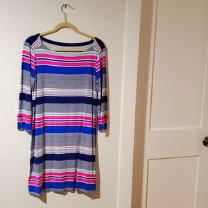 Lilly Pulitzer Upf 50+ Sophie Dress In Bright Navy Taverna Tile